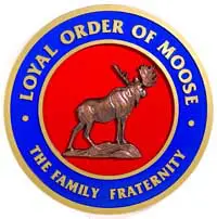A seal that says loyal order of moose the family fraternity.