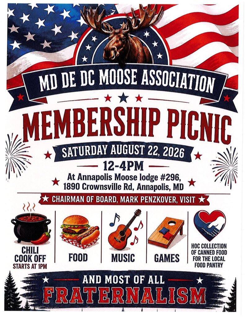 Association Annual Picnic Flyer. Annapolis Lodge August 22, 2026